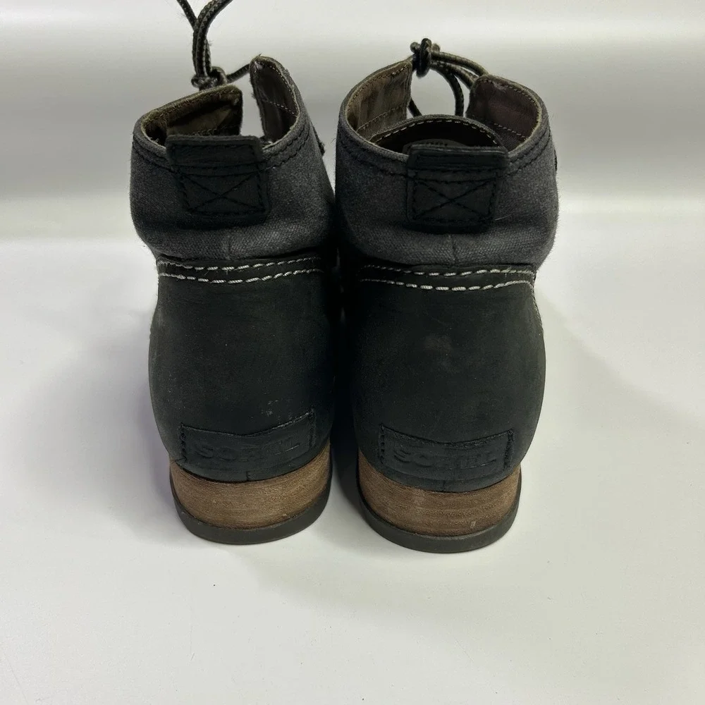 Sorel Major Lace Boots Women's Size 8.5 Gray Waterproof Canvas NL2163-010